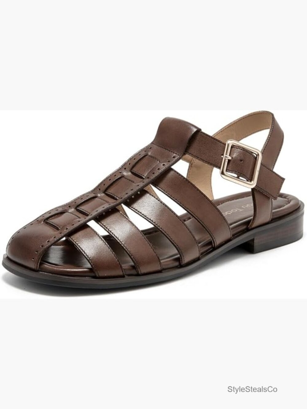 Women's Leather Fisherman Sandals Flat Calfskin Gladiator Closed Toe Summer